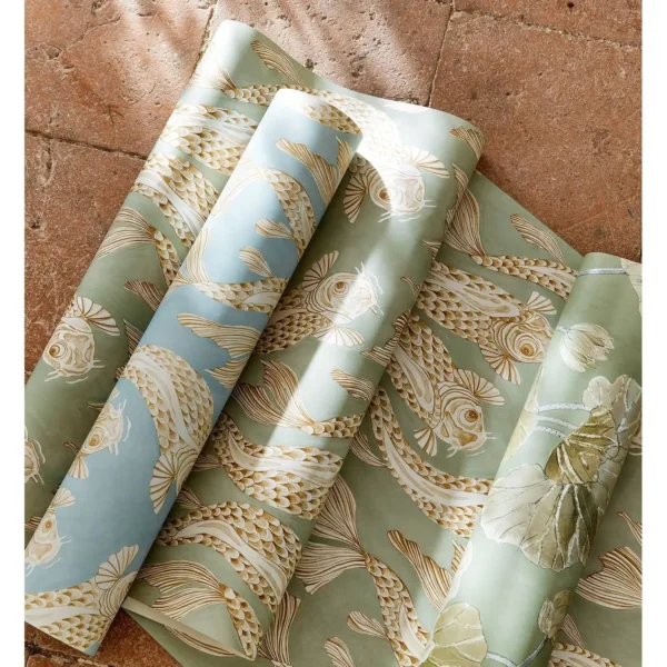 Voyaging Koi Wallpaper - Clear Sky / Persimmon by Voyaging Koi Wallpaper - Clear Sky / Persimmon from