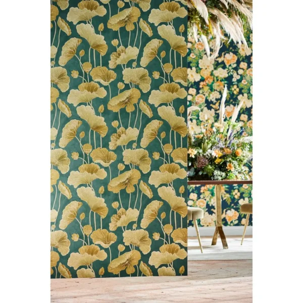 Lotus Leaf Wallpaper - Oriental Green / Olive by Lotus Leaf Wallpaper - Oriental Green / Olive from