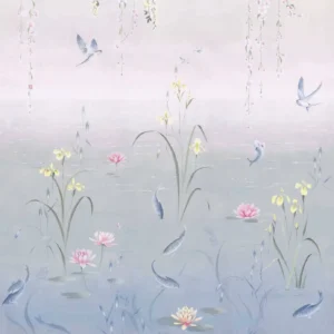 blue botanical wallpaper from sanderson