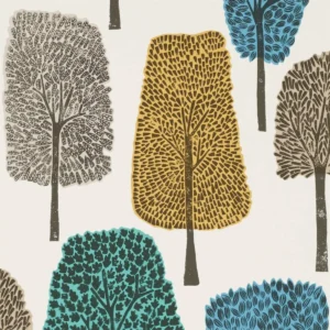 blue botanical wallpaper from scion