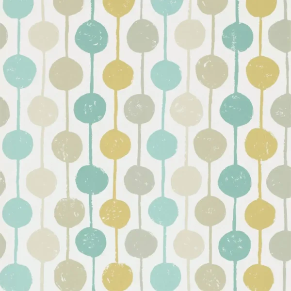Taimi Wallpaper - Seaglass / Chalk / Honey by blue retro wallpaper from scion