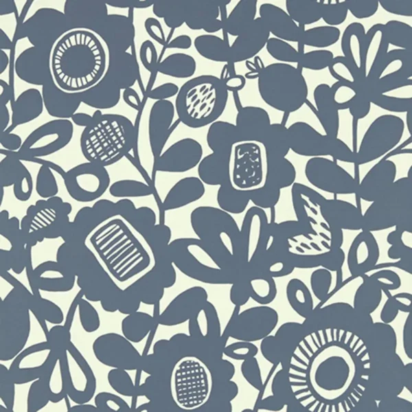 Kukkia Wallpaper Ink by blue botanical wallpaper from scion