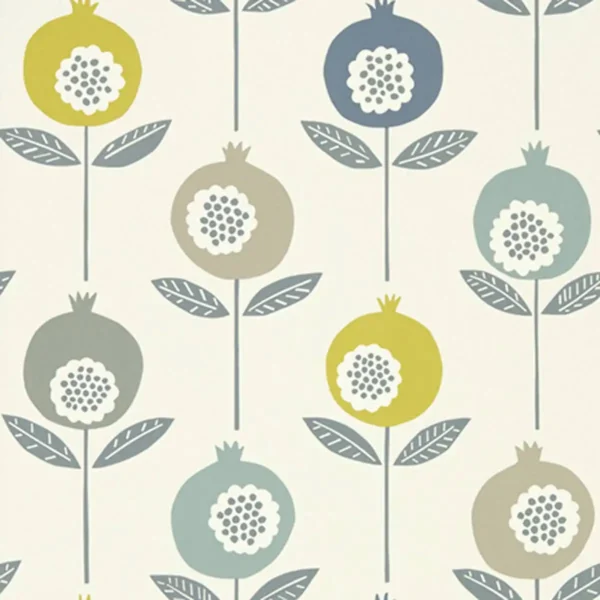 Pepino Wallpaper - Limeade / Hemp / Ink by black-grey contemporary wallpaper from scion
