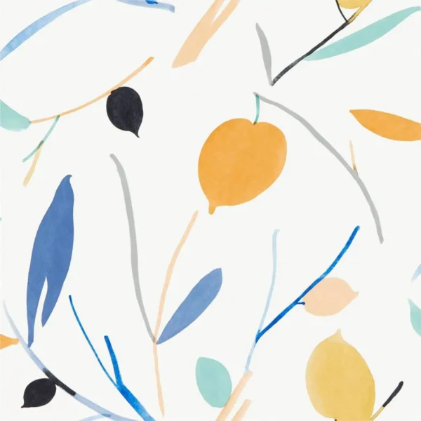 Oxalis Wallpaper - Papaya / Honey by multicolour botanical wallpaper from scion