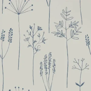 blue botanical wallpaper from scion