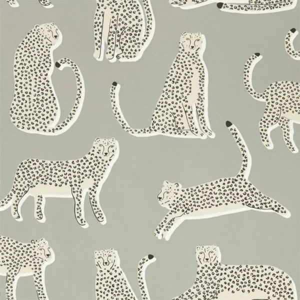 Lionel Wallpaper - Pebble by black-grey animal wallpaper from scion