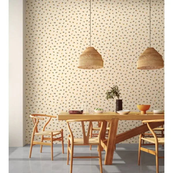 Leopard Dots Wallpaper - Pebble / Milkshake from
