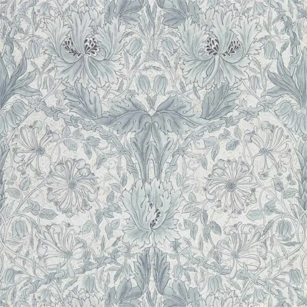Pure Honeysuckle & Tulip Wallpaper - Cloud Grey by black-grey botanical wallpaper from william morris & co
