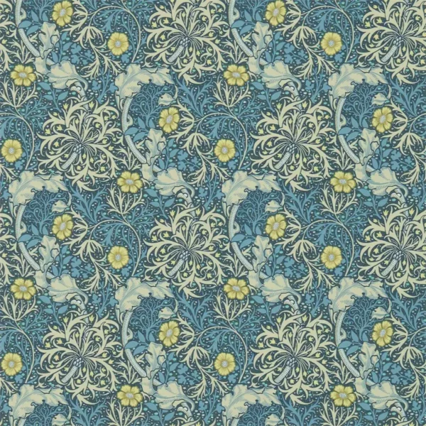 Morris Seaweed Wallpaper - Ink / Woad by blue botanical wallpaper from william morris & co