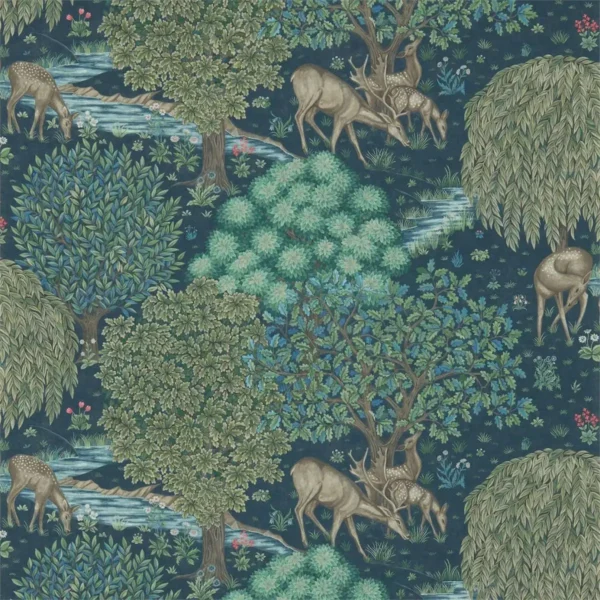 blue animal wallpaper from william morris & co