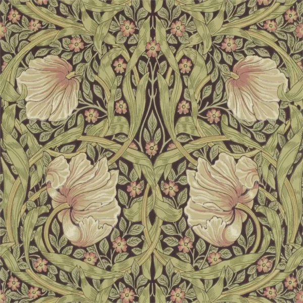 Pimpernel Wallpaper - Bullrush / Russet by green botanical wallpaper from william morris & co