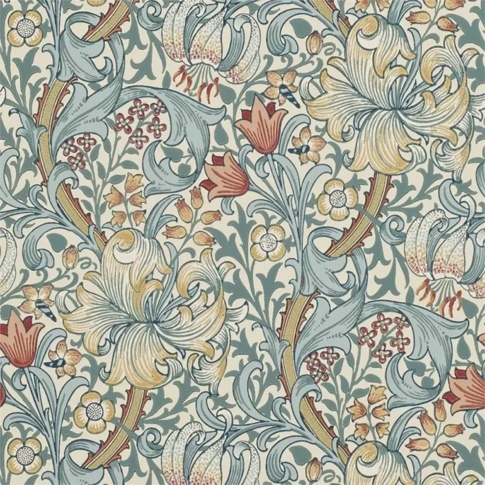Golden Lily Wallpaper - Slate / Manilla swatch