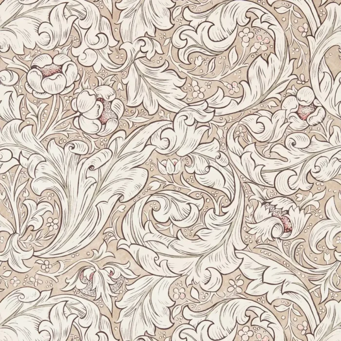 Bachelors Button Wallpaper - Linen / Coral (Price per Mtr) swatch