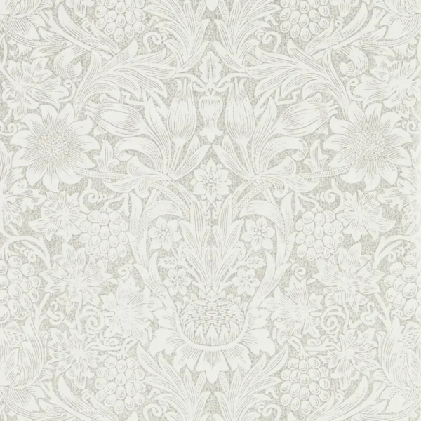 Pure Sunflower Wallpaper - Chalk / Silver by white botanical wallpaper from william morris & co