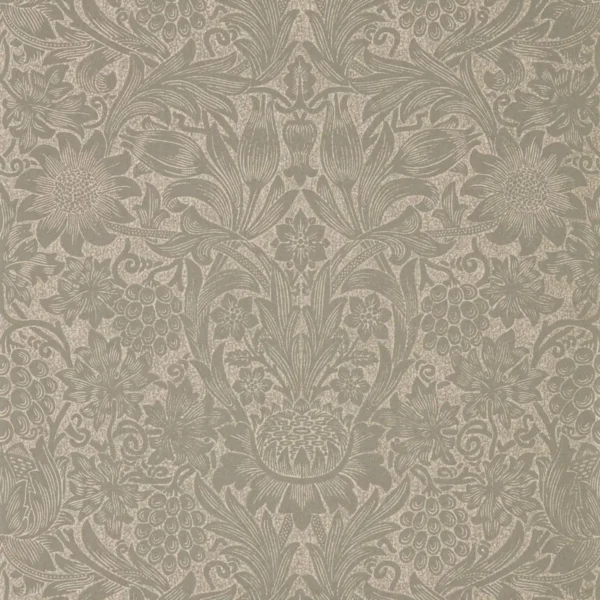 Pure Sunflower Wallpaper - Mole / Gold by black-grey botanical wallpaper from william morris & co