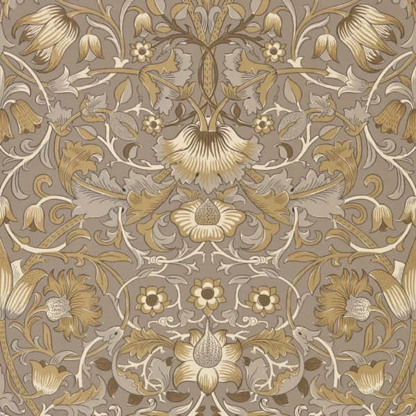 Pure Lodden Wallpaper - Taupe / Gold by black-grey botanical wallpaper from william morris & co