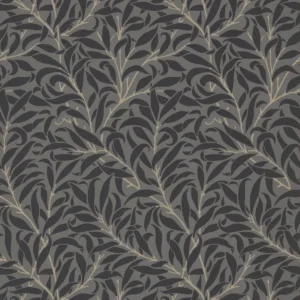 black-grey botanical wallpaper from william morris & co