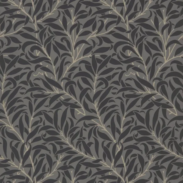 Pure Willow Bough Wallpaper - Charcoal / Black by black-grey botanical wallpaper from william morris & co