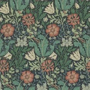 blue botanical wallpaper from william morris & co