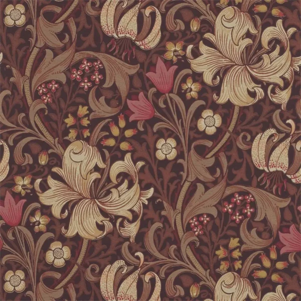 brown botanical wallpaper from william morris & co