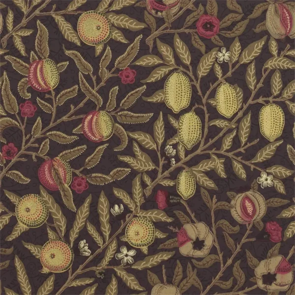 Fruit Wallpaper - Wine / Manilla by black-grey traditional wallpaper from william morris & co