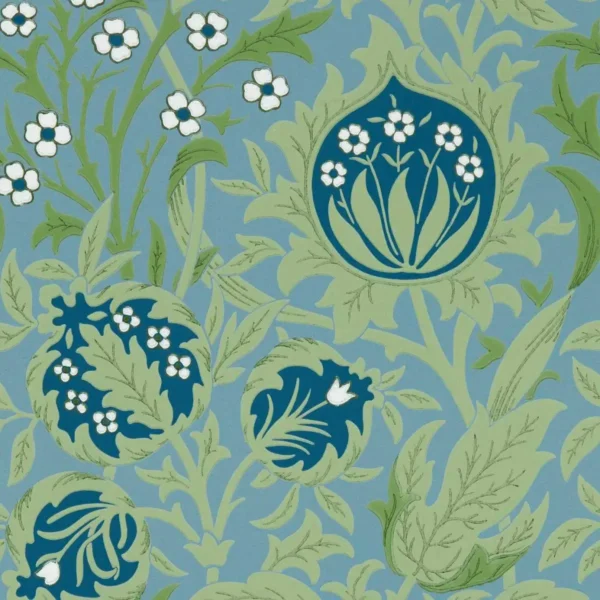 Elmcote Wallpaper - Dearle Blue by blue botanical wallpaper from william morris & co