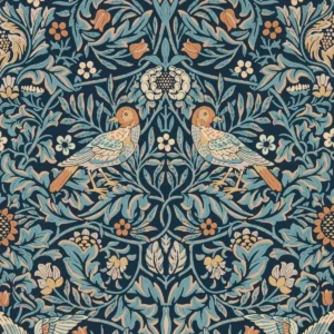 blue animal wallpaper from william morris & co