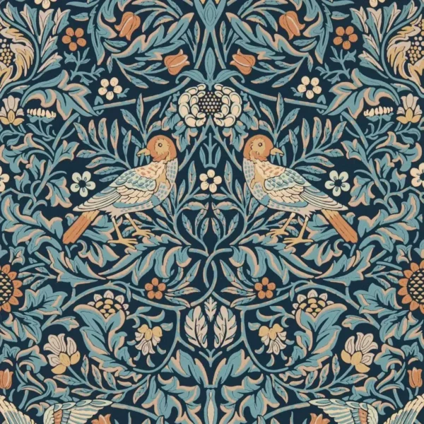 Bird Wallpaper - Webbs Blue by blue animal wallpaper from william morris & co
