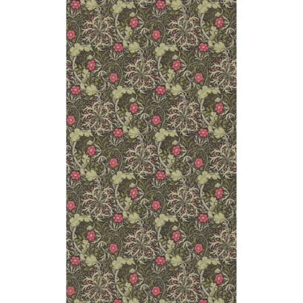 Morris Seaweed Wallpaper - Ebony / Poppy by green botanical wallpaper from william morris & co