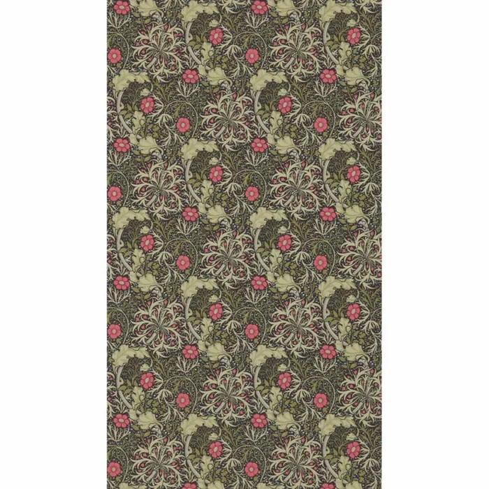 Morris Seaweed Wallpaper - Ebony / Poppy swatch