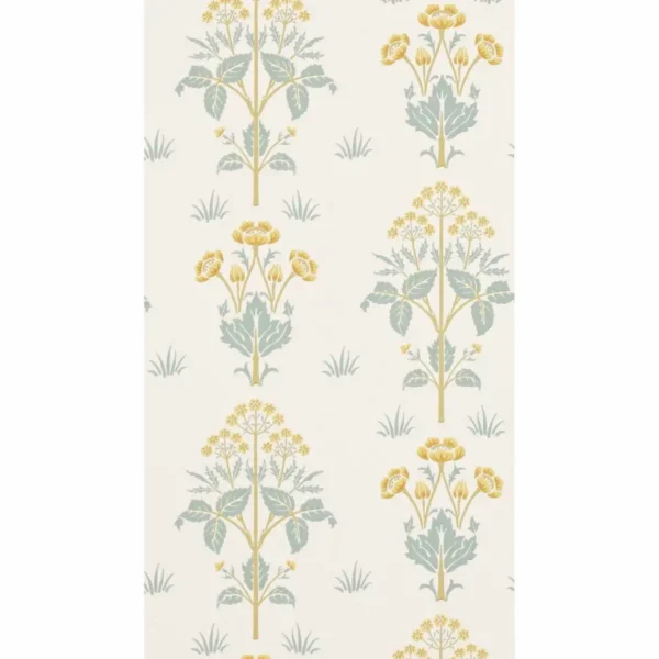 Meadow Sweet Wallpaper - Gold / Slate by black-grey botanical wallpaper from william morris & co
