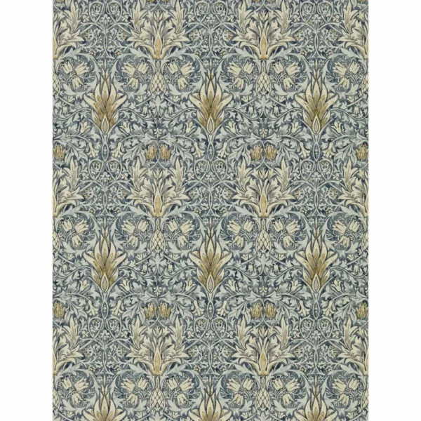 Snakeshead Wallpaper - Indigo / Cumin by blue botanical wallpaper from william morris & co