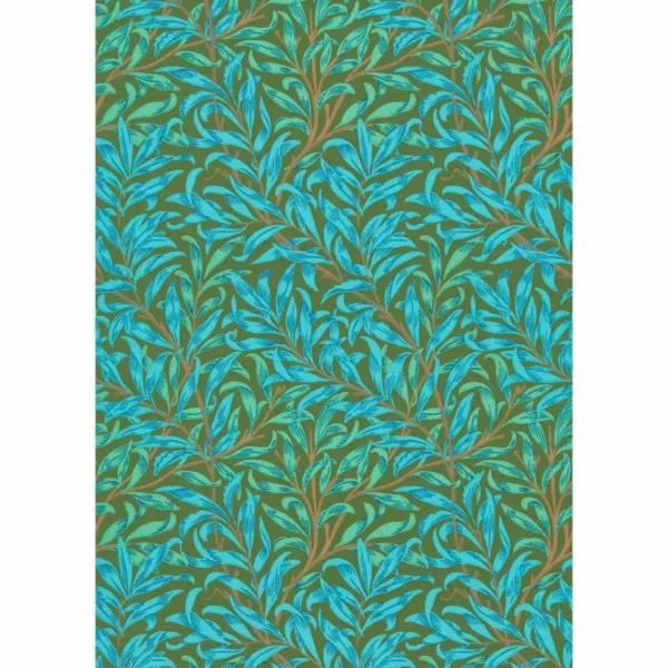 Willow Bough Wallpaper - Olive / Turquoise by green botanical wallpaper from william morris & co