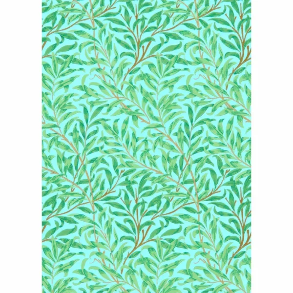 Willow Bough Wallpaper - Sky / Leaf Green by green botanical wallpaper from william morris & co