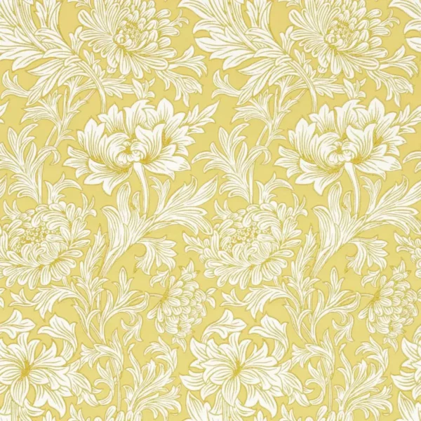 Chrysanthemum Toile Wallpaper - Weld by yellow botanical wallpaper from william morris & co