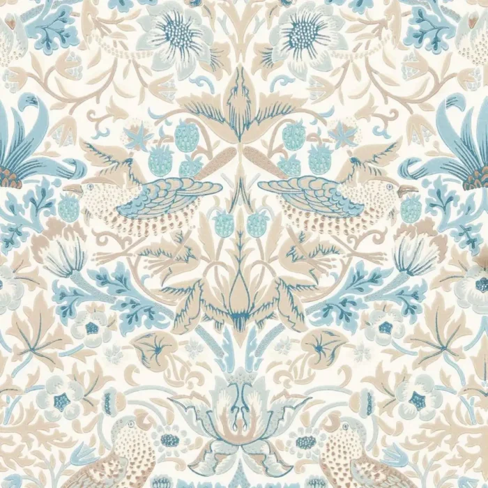 Simply Strawberry Thief Wallpaper - Slate / Vellum swatch