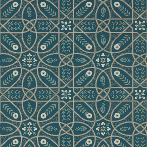Brophy Trellis Wallpaper - Deep Teal by blue botanical wallpaper from william morris & co