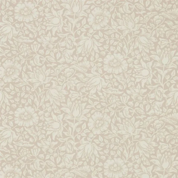 Mallow Wallpaper - Dusky Rose by brown botanical wallpaper from william morris & co