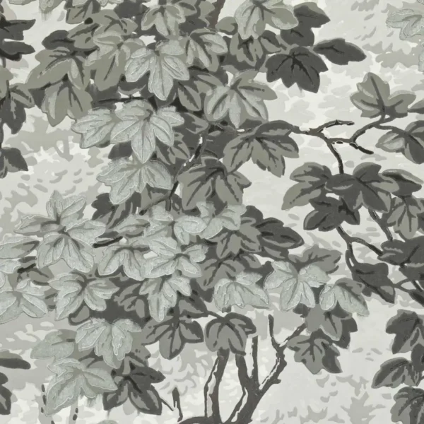 Richmond Park Wallpaper - Charcoal by black-grey botanical wallpaper from zoffany