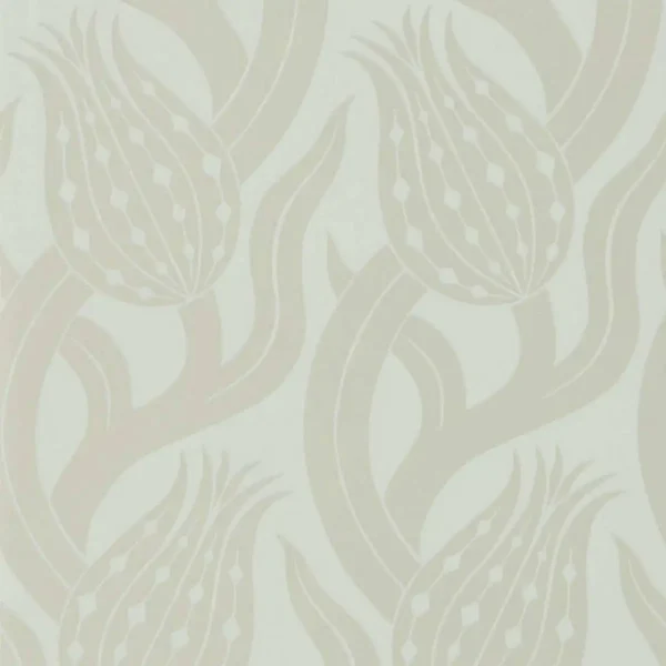 Persian Tulip Wallpaper - Silver by white botanical wallpaper from zoffany