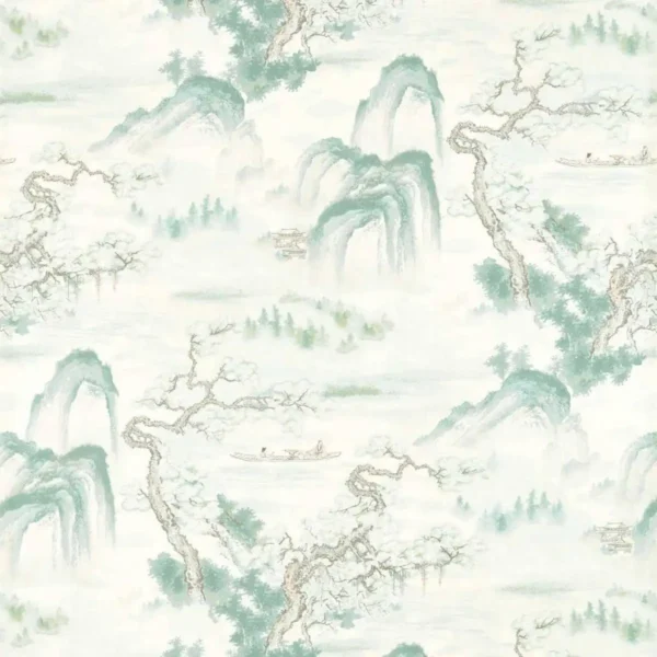 Floating Mountains Wallpaper - Mineral by green botanical wallpaper from zoffany