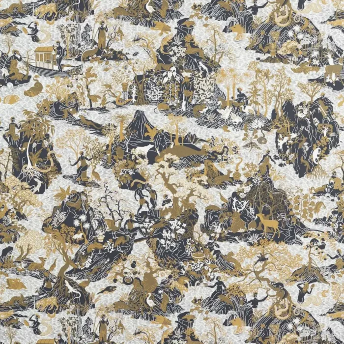 Avalonis Wallpaper - Vine Black / Gold swatch