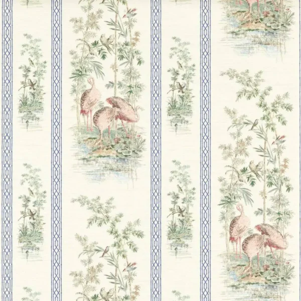 Storks and Thrushes Wallpaper - Tuscan Pink / Cobalt by green animal wallpaper from zoffany