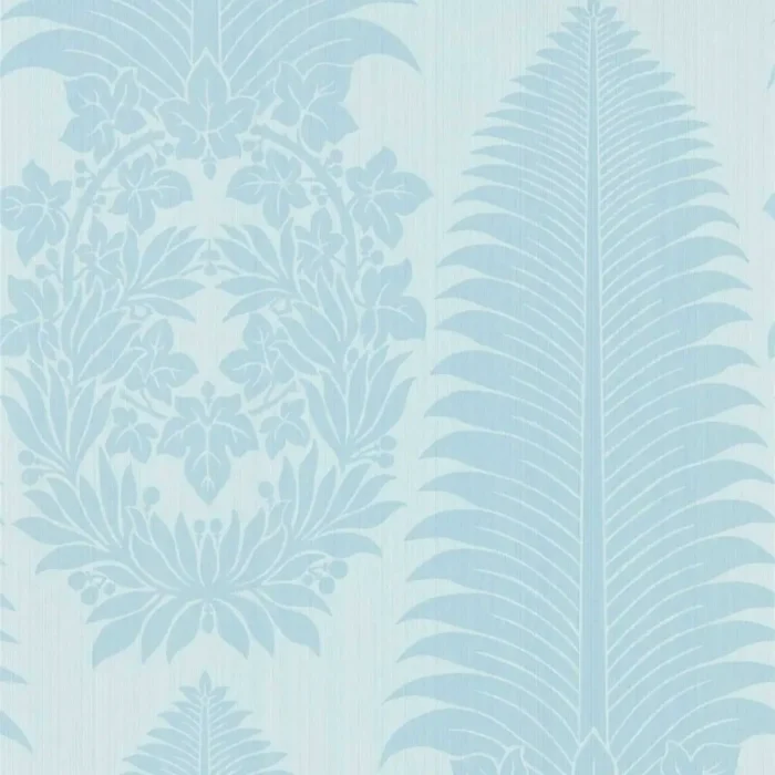 Marsdens Palm Damask Wallpaper - Blue Stone swatch
