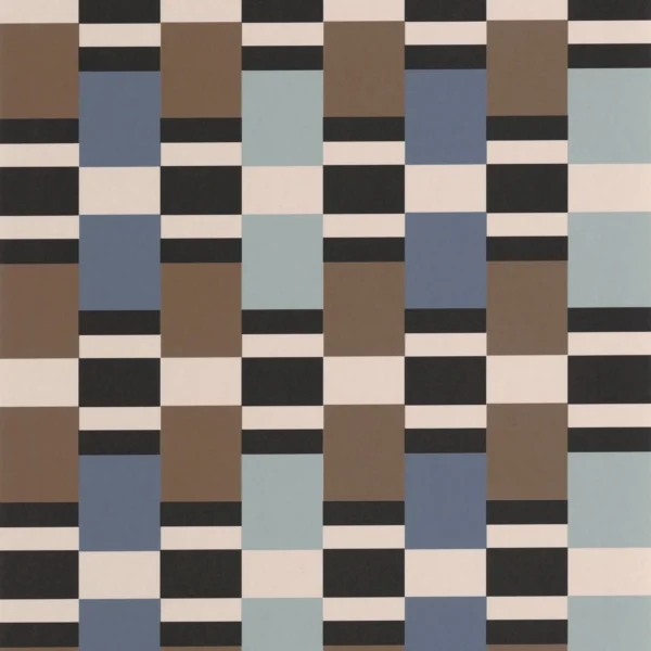 Chess Game Wallpaper - Marron / Bleu by blue geometric wallpaper from casadeco