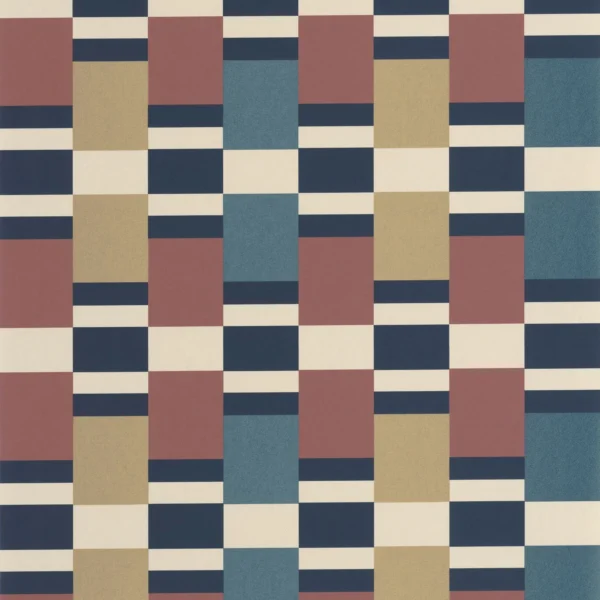 Chess Game Wallpaper - Bordeaux / Bleu by multicolour geometric wallpaper from casadeco