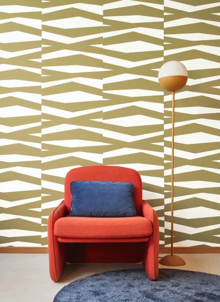 Zebra Game Wallpaper - Olive by green geometric wallpaper