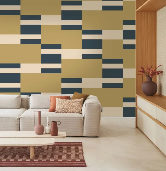 Mix Game Wallpaper - Olive by yellow geometric wallpaper