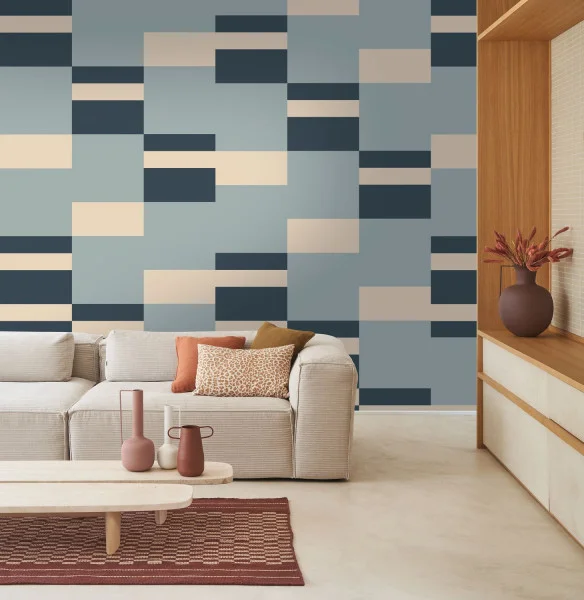 Mix Game Wallpaper - Bleu by blue geometric wallpaper