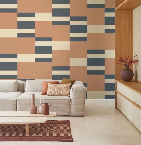 Mix Game Wallpaper - Terracotta by orange geometric wallpaper